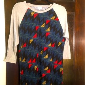 LulaRoe triangle patterned Baseball T-shirt